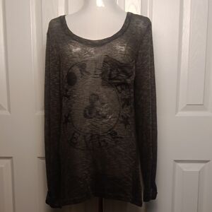 Hang Ten Dark Gray Sheer Long Sleeve Tee